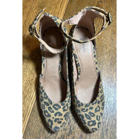 Soludos Anthropologie Gemma Animal Print Suede Leather Wood Block Heels Sz 9 - Picture 4 of 7